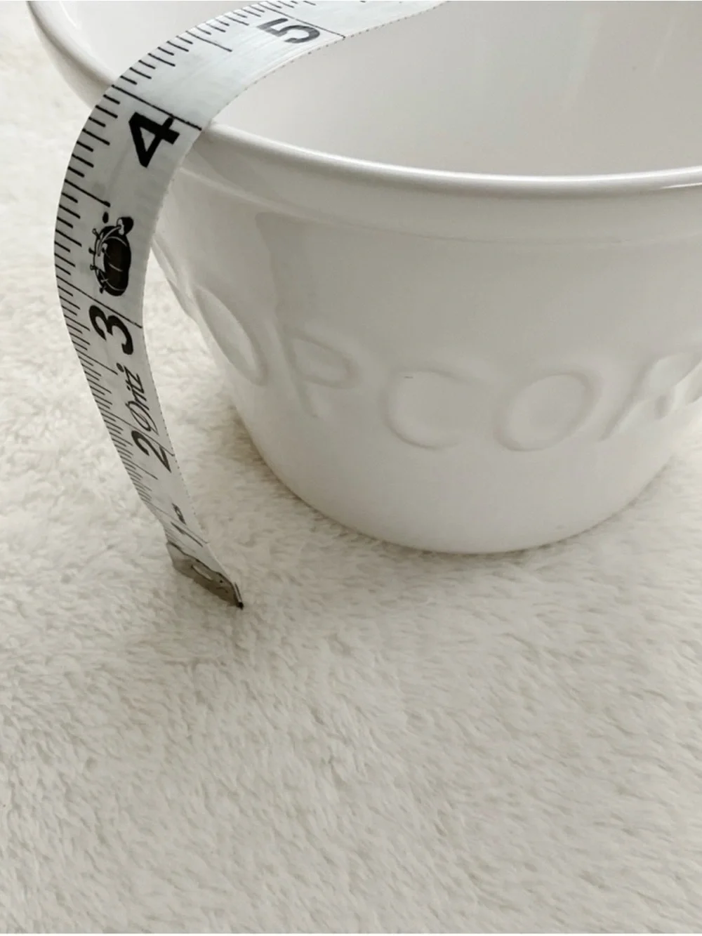 Crate & Barrel White POPCORN Bowl Embossed Stoneware Portugal